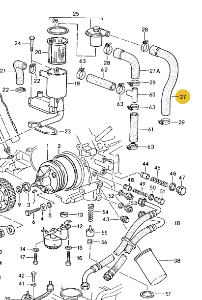 928 107 722 00 - Breather Hose From Oil Fill Cap - 78 To 83 - Oem 2