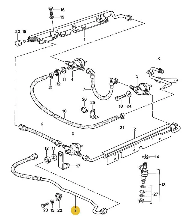 928 110 367 14C - Fuel Hose - Tank Feed To Front Damper - Rerouted - 85 To 86 32V S3 - Cohline 2
