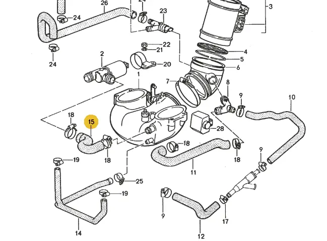 928 110 633 00A - Hose - Idle Stabilizer Valve To Throttle Body Bushing - Apa 2