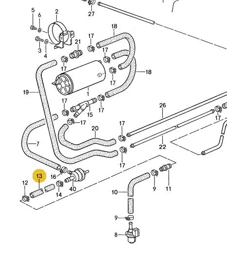 928 110 652 01 - Molded Hose - Fuel Tank Ventilation - 87 To 95 1