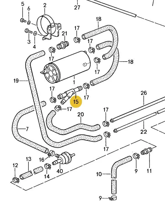 928 201 219 02Ss - Y Connector At Charcoal Canister 80 To 95 - Stainless Steel 2