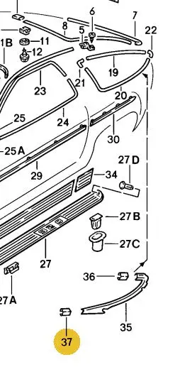 928 543 439 04 70K - Quarter Window Trim Sleeve Lower With S Spoiler 80 To 86 - Left 1