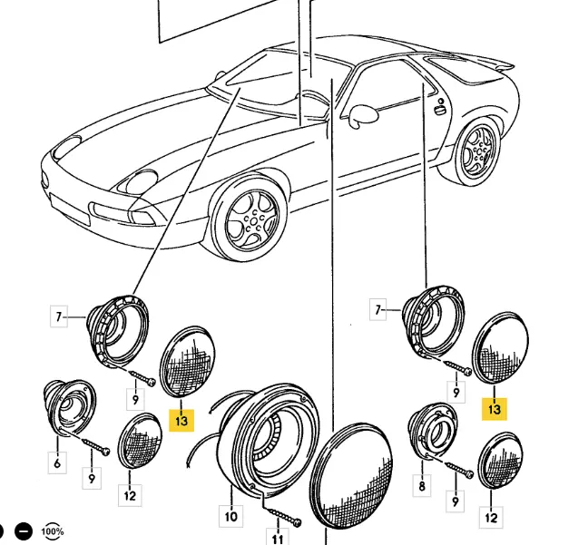 928 555 691 00 01C - Pair Of 4" Door Speaker Surround And Grill - 89 To 95 - Aftermarket 2