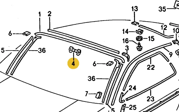 928 559 285 02 - Front Windshield Trim Clamp - 78 To 95 1