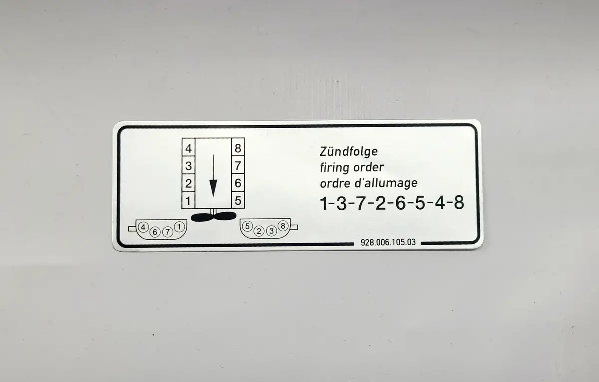 928 006 105 03P - Firing Order Decal - 85 To 95 - Gold 1