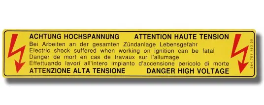 964 701 163 00 - High Voltage Decal - 92 To 95 - Yellow 1