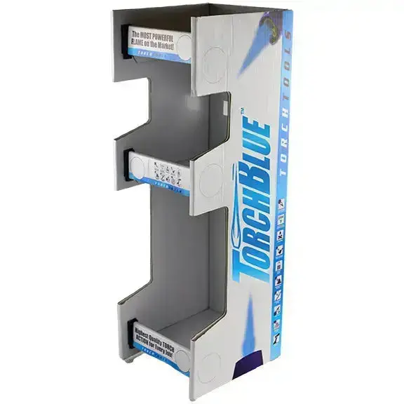 Merchandising Fixture  - Corrugated Torch Blue 3 Tier Lighter Countertop Display Only 973040 1