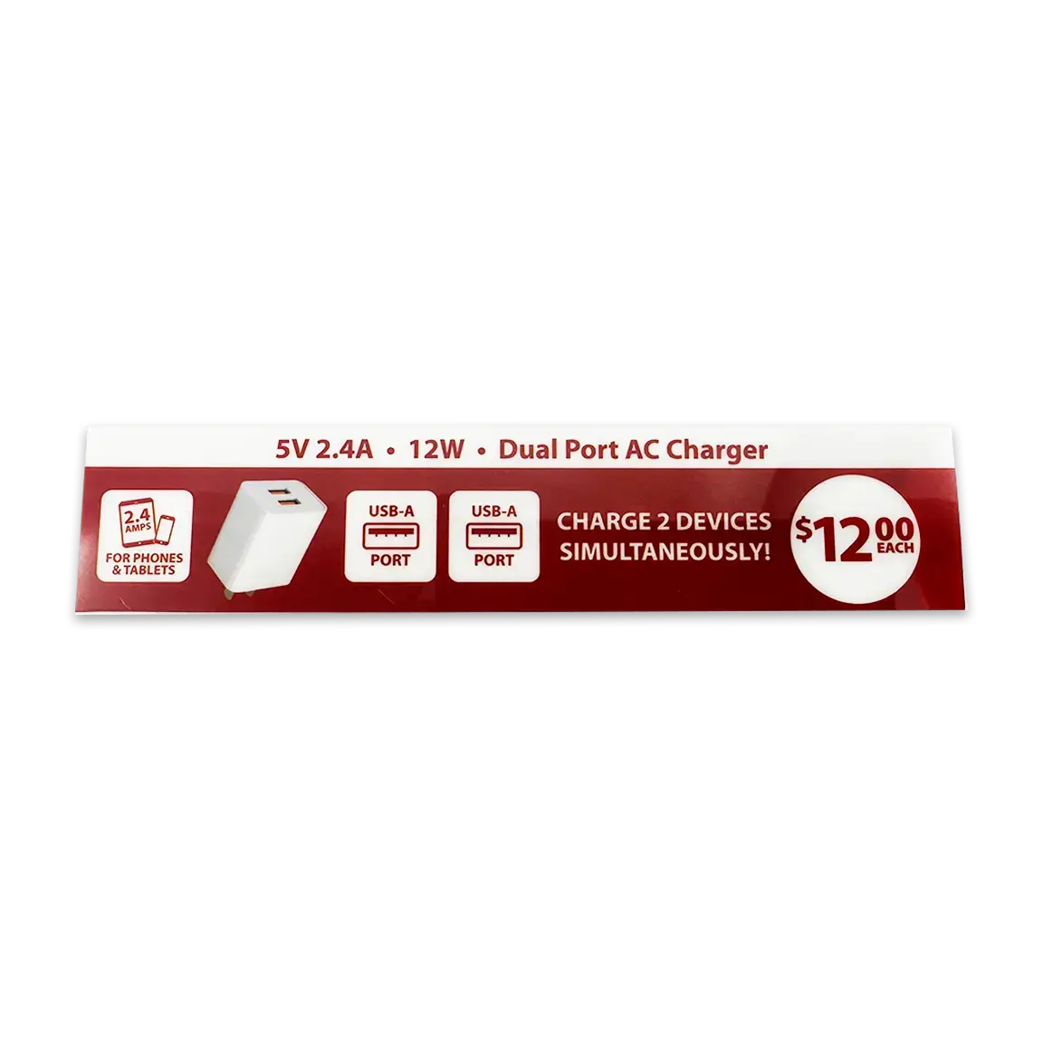 Merchandising Fixture - Usb-A Dual Port Ac Wall Charger Sign Only 979460 1