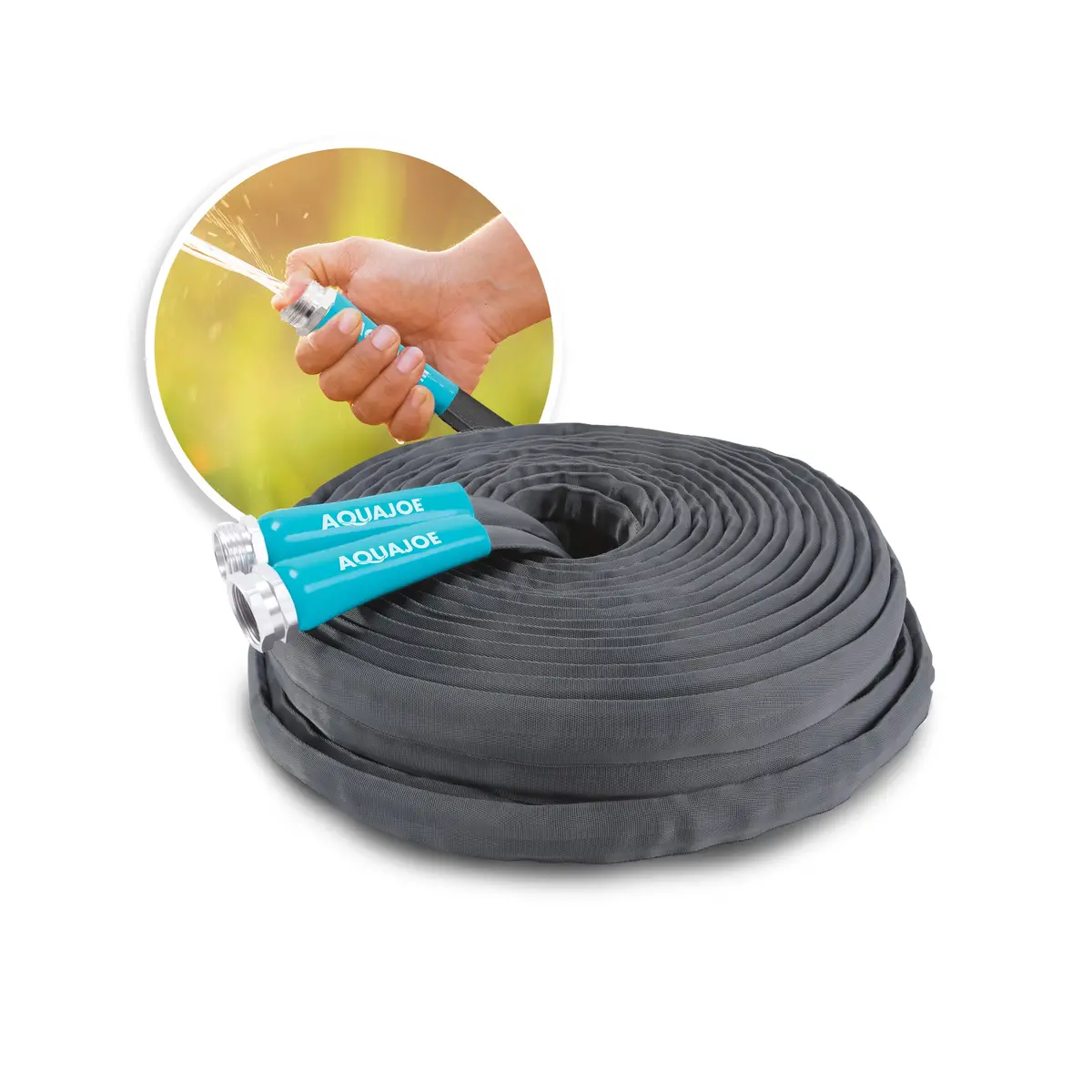 Aqua Joe Ajfjh100-58-Pro Ultra Flexible Kink Free Fiberjacket Garden Hose | 100-Foot | Metal Fittings 1