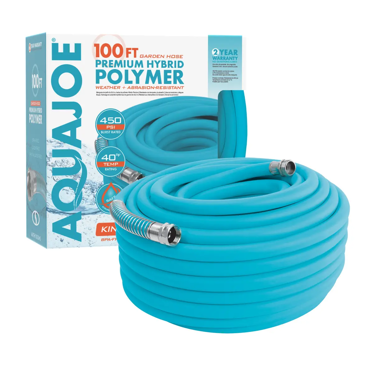Aqua Joe Ajpgh100-Dws Hybrid Polymer Flex Kink Free Hose | 5/8 In | 100 Ft. 1