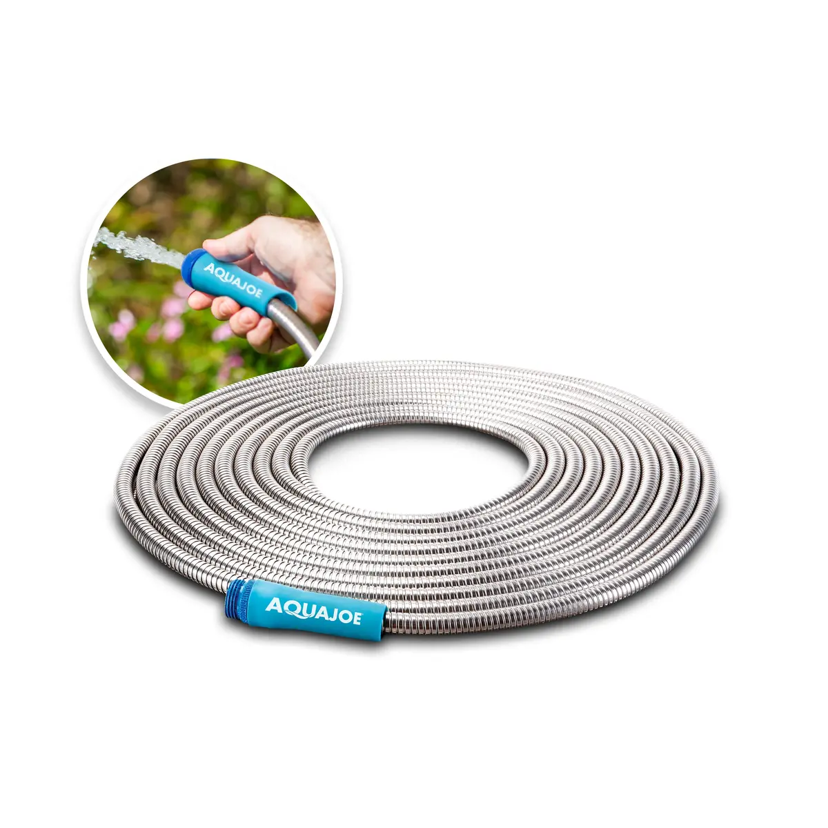 Aqua Joe Ajsgh25 Heavy-Duty Puncture Proof Kink-Free Metal Garden Hose | 25-Foot | 304-Stainless Steel | Spiral Constructed | 1/2-Inch Diameter 1