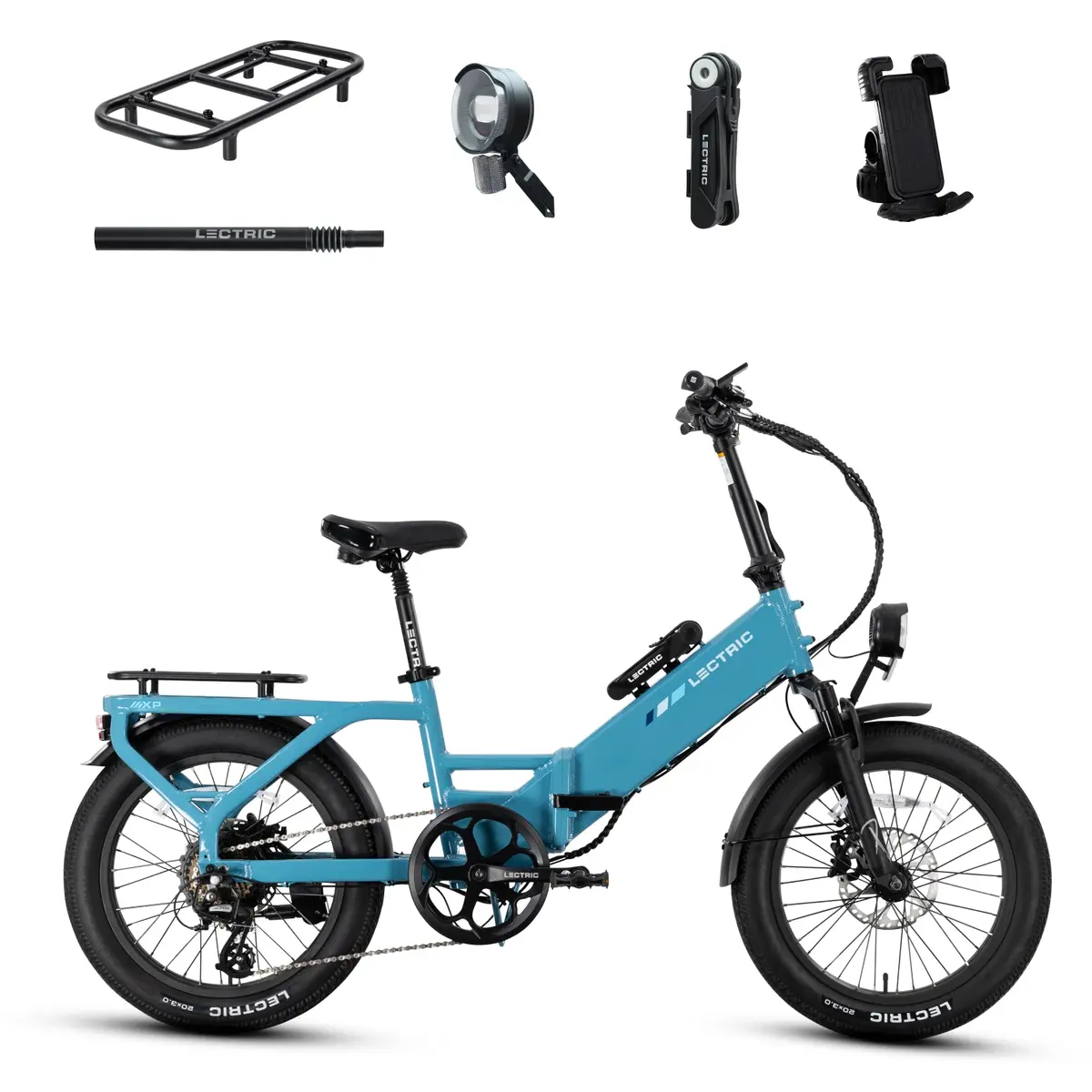Xp4 750 Step-Thru Raindrop Blue + Free Levelup Rack, Phone Mount, Suspension Seat Post, Elite Headlight, Bike Lock ($365 Value) 1