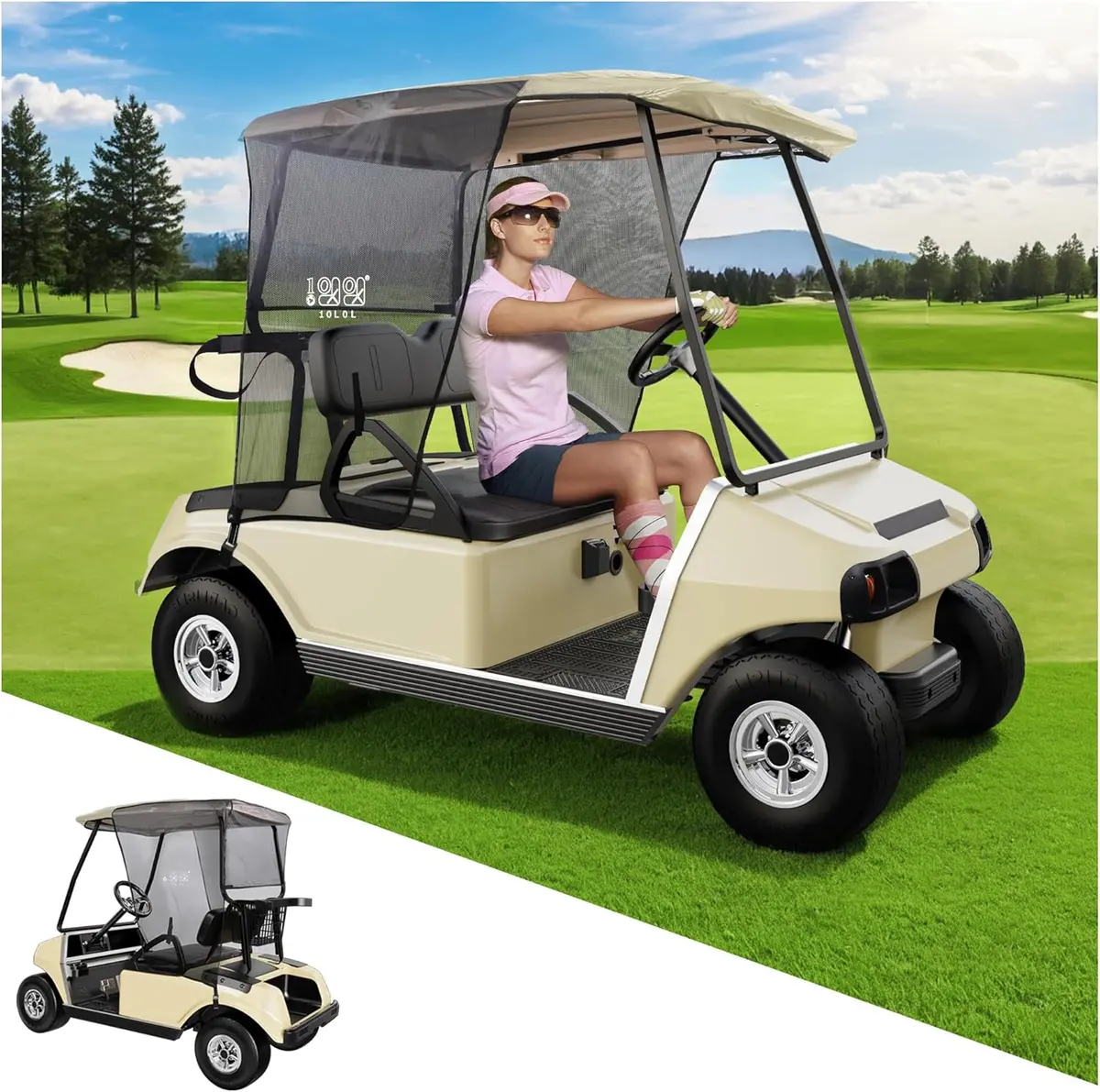 Golf Cart Sun Shade For Ezgo Txt Rxv & Club Car Precedent Ds, Uv Heat Resistant Sunshade Curtain - 10L0l 2