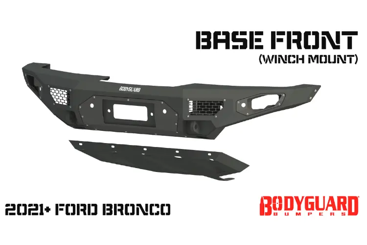Bodyguard Laf21mytnn Ford Bronco 2021-2026 Base Front Bumper Winch Ready Sensor Textured Black Powdercoat 1