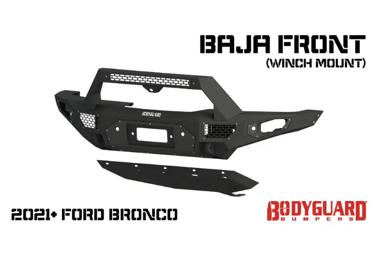 Bodyguard Lbf21mytnn Ford Bronco 2021-2026 Baja Front Bumper Winch Ready Sensor Textured Black Powdercoat 1