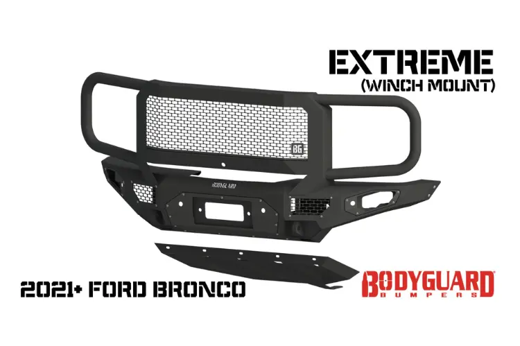 Bodyguard Lef21mybnn Ford Bronco 2021-2026 Extreme Front Bumper Winch Ready Sensor Bare Metal 1