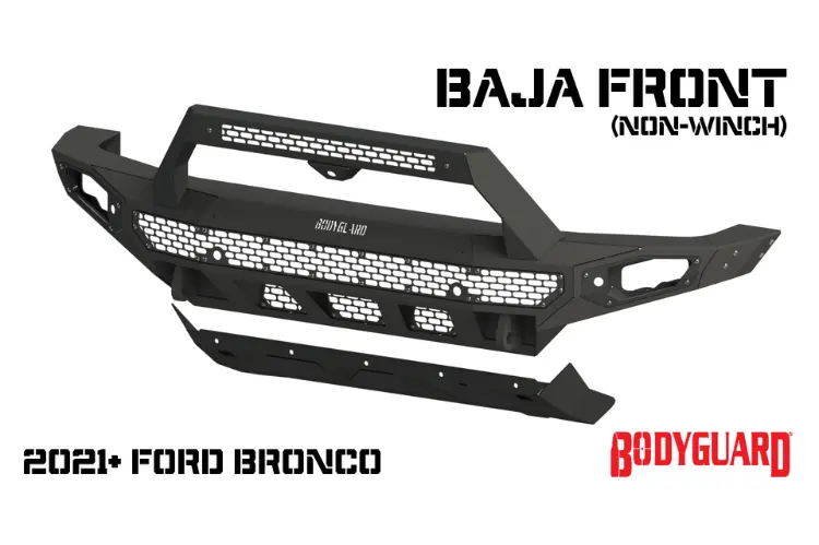 Bodyguard Nbf21mybnn Ford Bronco 2021-2026 Baja Front Bumper Low Profile Non-Winch Sensor Bare Metal 1
