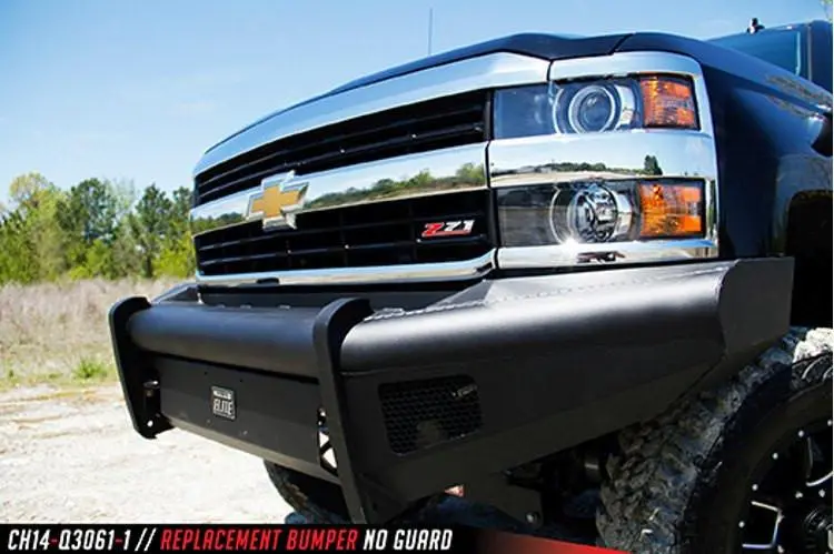 Fab Fours Ch14-Q3061-1 Chevy Silverado 2500/3500 2015-2019 Black Steel Elite Front Bumper No Guard With Tow Hooks 2