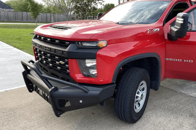 Fab Fours Ch20-Q4962-1 Chevy Silverado 2500/3500 2020-2023 Black Steel Elite Front Bumper Pre-Runner Guard Sensor 1