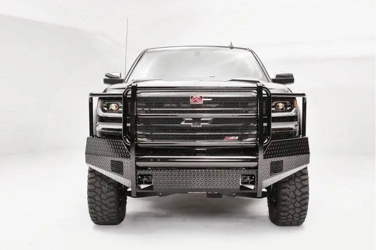 Fab Fours Cs16-K3860-1 Chevy Silverado 1500 2016-2018 Black Steel Front Bumper Full Guard With Tow Hooks 2