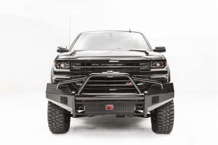 Fab Fours Cs16-K3862-1 Chevy Silverado 1500 2016-2018 Black Steel Front Bumper Pre-Runner Guard With Tow Hooks 2
