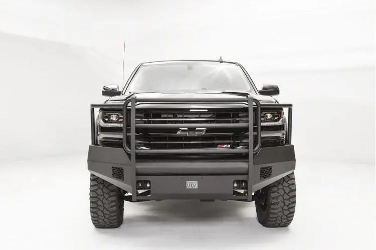 Fab Fours Cs16-R3860-1 Chevy Silverado 1500 2016-2018 Black Steel Elite Front Bumper Full Guard With Tow Hooks 2