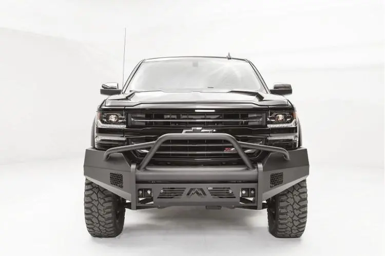 Fab Fours Cs16-R3862-1 Chevy Silverado 1500 2016-2018 Black Steel Elite Front Bumper Pre-Runner Guard With Tow Hooks 2