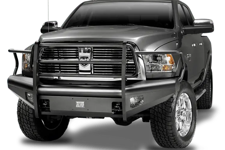 Fab Fours Dr06-Q1160-1 Dodge Ram 2500/3500 2006-2009 Black Steel Elite Front Bumper Full Guard With Tow Hooks 1