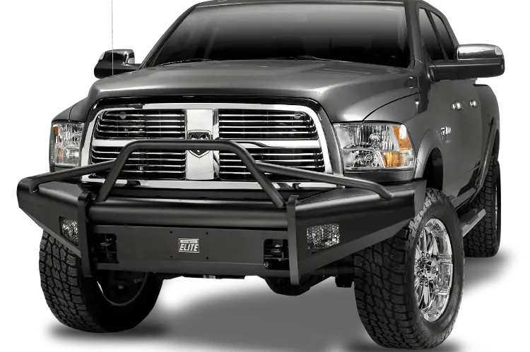 Fab Fours Dr06-Q1162-1 Dodge Ram 2500/3500 2006-2009 Black Steel Elite Front Bumper Pre-Runner Guard With Tow Hooks 1