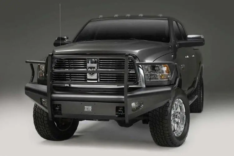 Fab Fours Dr10-Q2960-1 Dodge Ram 2500/3500 2010-2018 Black Steel Elite Front Bumper Full Guard With Tow Hooks 2