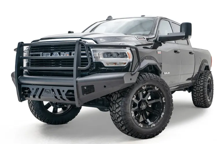 Fab Fours Dr19-Q4460-1 Dodge Ram 2500/3500 (New Body Style) 2019-2024 Black Steel Elite Front Bumper With Full Guard 1