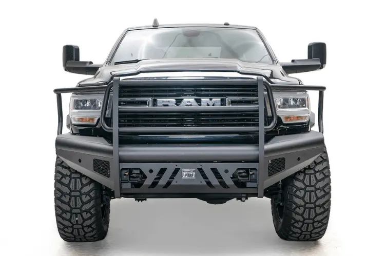 Fab Fours Dr19-Q4460-1 Dodge Ram 2500/3500 (New Body Style) 2019-2024 Black Steel Elite Front Bumper With Full Guard 2