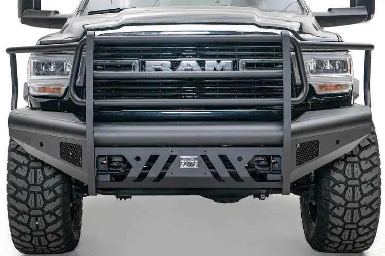 Fab Fours Dr19-Q4460-1 Dodge Ram 4500/5500 2019-2024 Black Steel Elite Front Bumper Full Guard With Sensor 2