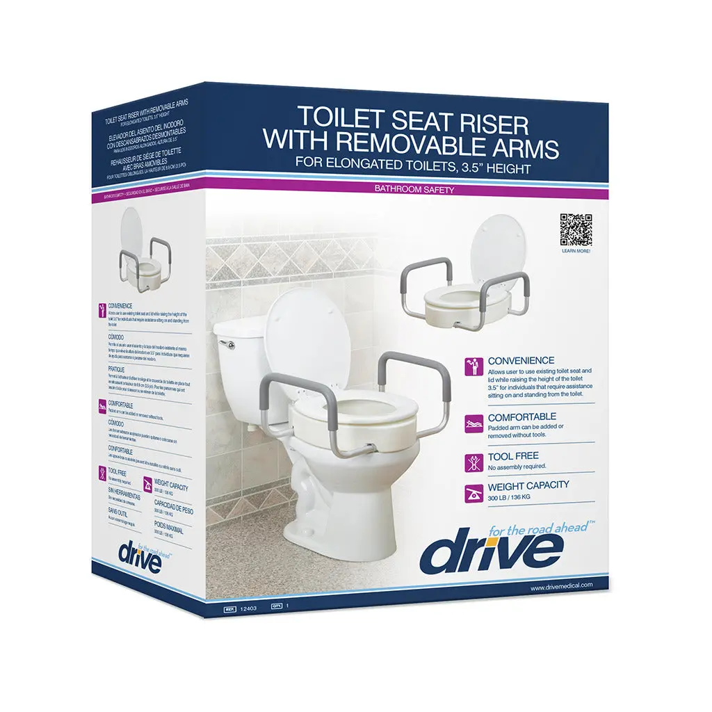 Raised Toilet Seat Riser With Removable Arms 1