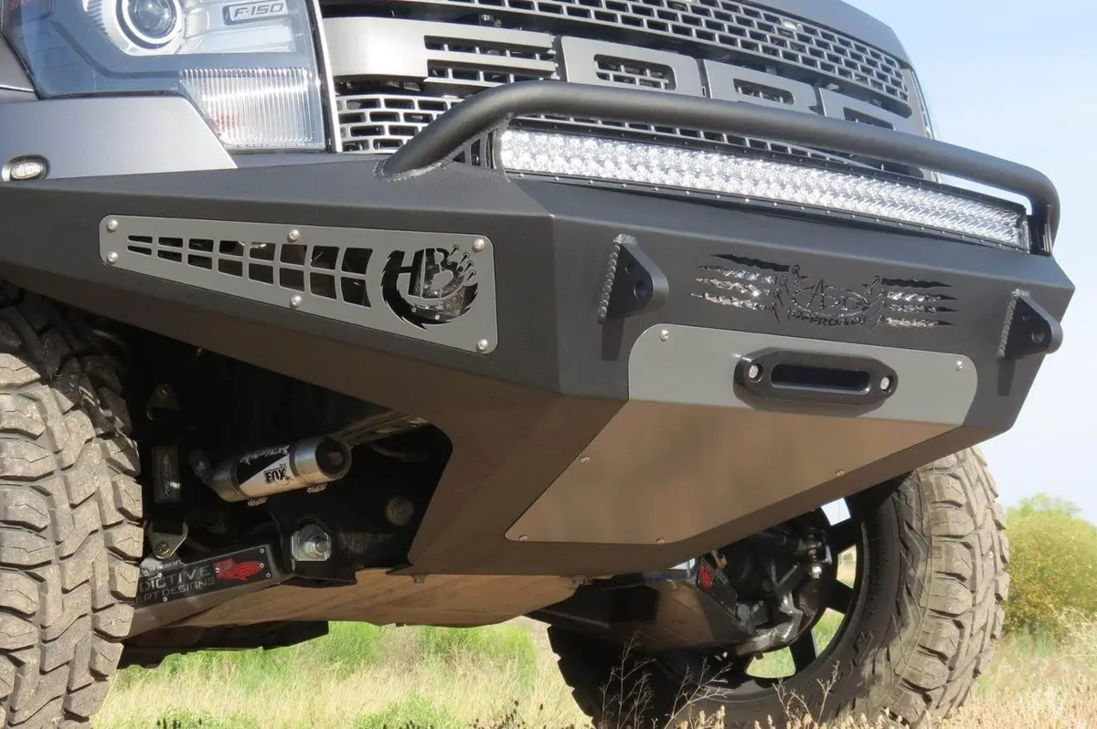 Add F017275050103 Ford F150 Raptor 2010-2014 Honeybadger Front Bumper With Winch Mount And Multiple Led Light Mounts 1
