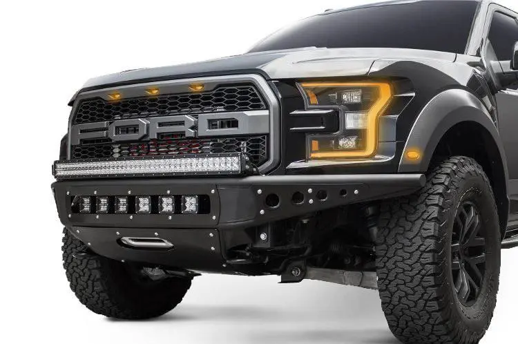 Add F112502820103 Ford F150 Raptor 2017-2020 Venom R Front Bumper With Winch And Led Mounts Hammer Black 1