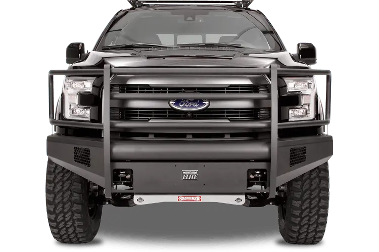 Fab Fours Ff09-R1960-1 Ford F150 2009-2014 Black Steel Elite Front Bumper Full Guard With Tow Hooks 1