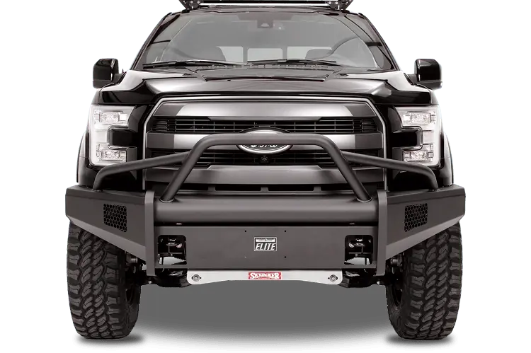 Fab Fours Ff09-R1962-1 Ford F150 2009-2014 Black Steel Elite Front Bumper Pre-Runner Guard With Tow Hooks 1