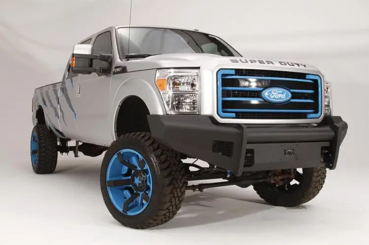 Fab Fours Fs08-Q1961-1 Ford F250/F350 Superduty 2008-2010 Black Steel Elite Front Bumper No Guard With Tow Hooks 1