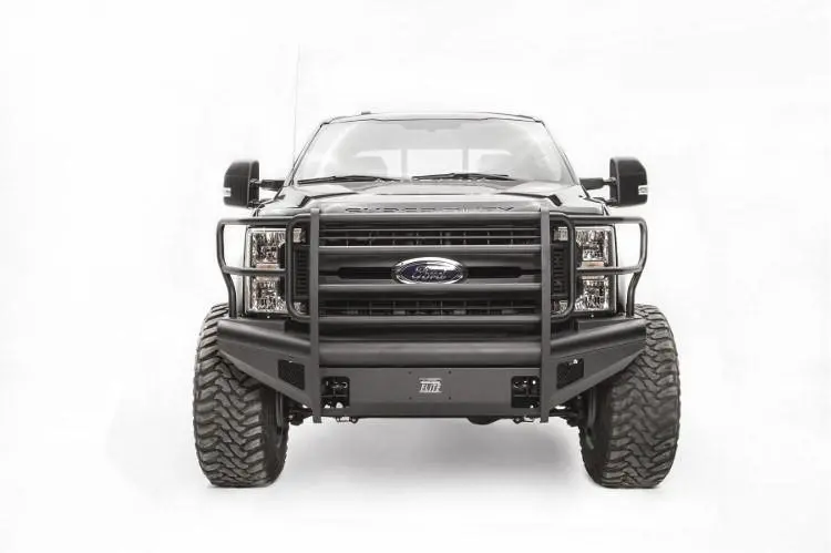 Fab Fours Fs17-Q4160-1 Ford F450/F550 Superduty 2017-2022 Black Steel Elite Front Bumper Full Guard With Tow Hooks 2