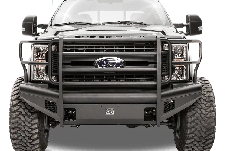 Fab Fours Fs99-Q1660-1 Ford F250/F350 Superduty 1999-2004 Black Steel Elite Front Bumper Full Guard With Tow Hooks 1