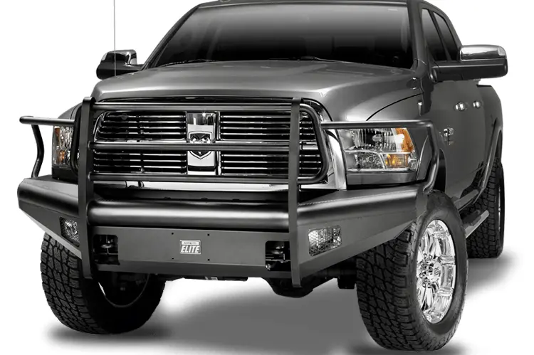 Fab Fours Dr94-Q1560-1 Dodge Ram 2500/3500 1994-2002 Black Steel Elite Front Bumper Full Guard With Tow Hooks 1