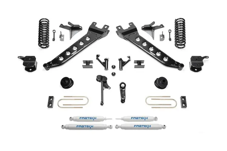 Fabtech Suspension Lift Kit 7" K3147 Ram 3500 2013-2018 Radius Arm System With Coil Springs & Performance Shocks 1