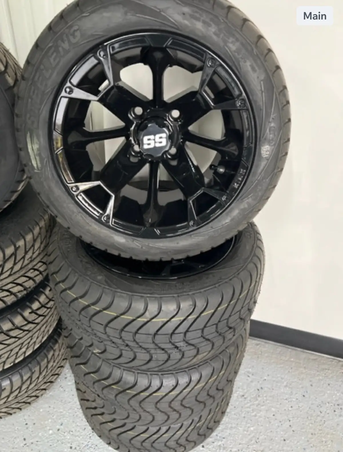 12" "Blackjack" Gloss Black Wheel & Tire Combo 1