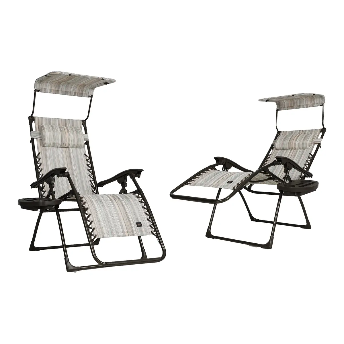 Bliss Hammocks Gfc-026-2Cs Set Of 2 Gravity Free Chairs W/ Canopy, Drink Tray, And Pillow | 26-In. Wide | Weather & Rust Resistant | 300 Lb. Capacity (Casual Stripes) 1