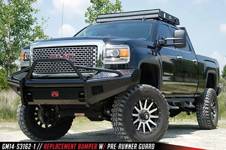 Fab Fours Gm14-S3162-1 Gmc Sierra 2500/3500 2015-2019 Black Steel Front Bumper With Pre-Runner Guard 2