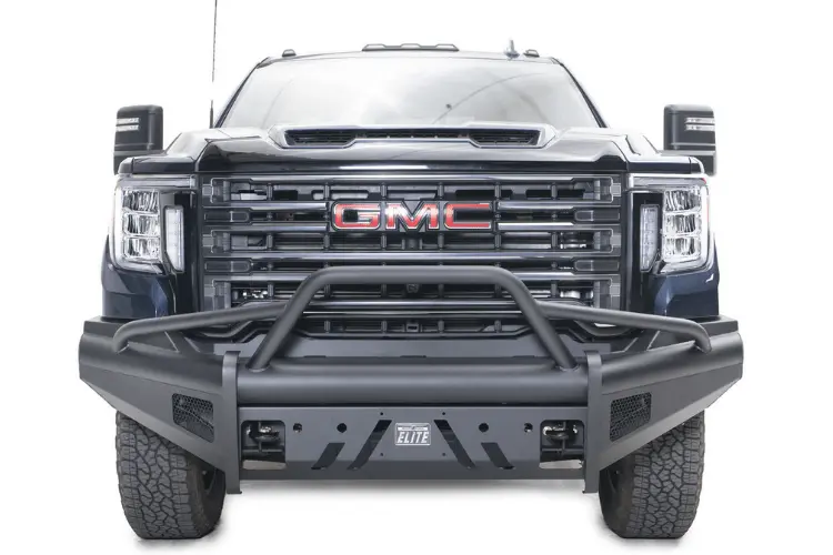 Fab Fours Gm20-Q5062-1 Gmc Sierra 2500/3500 2020-2023 Black Steel Elite Front Bumper With Sensor Pre-Runner Guard 1