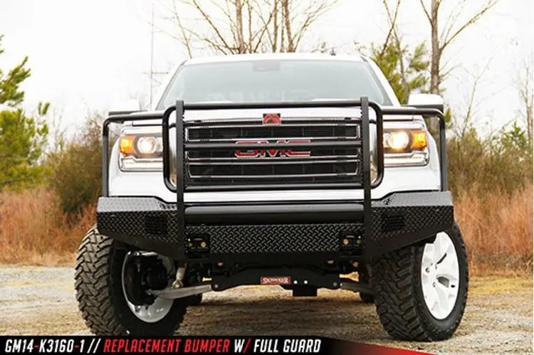 Fab Fours Gs14-K3160-1 Gmc Sierra 1500 2014-2015 Black Steel Front Bumper Full Guard With Tow Hooks 2