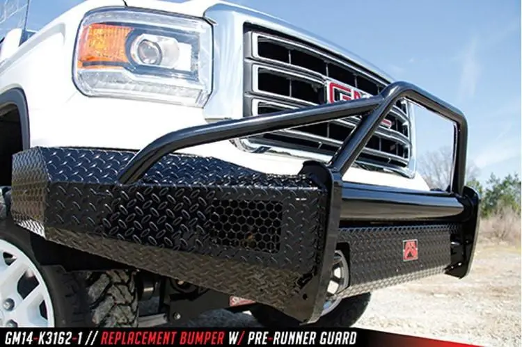 Fab Fours Gs14-K3162-1 Gmc Sierra 1500 2014-2015 Black Steel Front Bumper Pre-Runner Guard With Tow Hooks 2