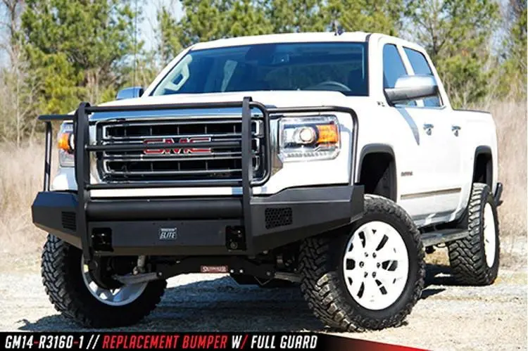 Fab Fours Gs14-R3160-1 Gmc Sierra 1500 2014-2015 Black Steel Elite Front Bumper Full Guard With Tow Hooks 2